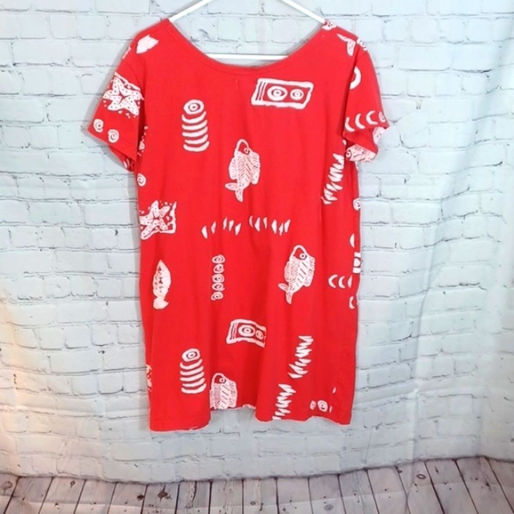 EXIST Red Graphic Print Summer Dress – 100% Cotton, Size Large, - Picture 5 of 9